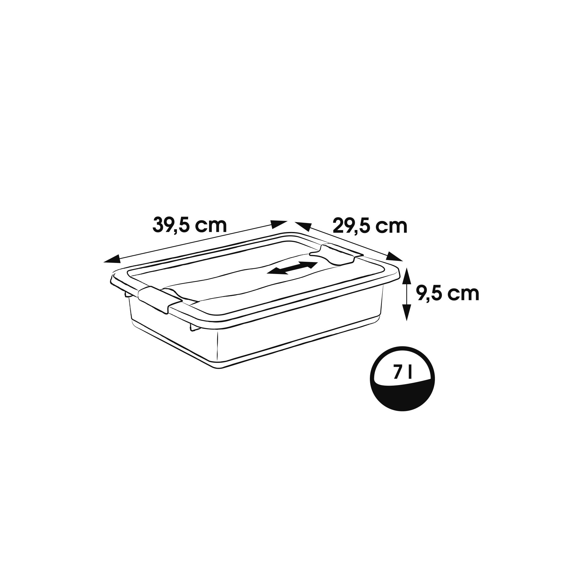 keeeper cornelia 3x Aufbewahrungsbox mit Deckel und Schiebeverschluss, 39,5 x 29,5 x 9,5 cm, 7 l, Transparent