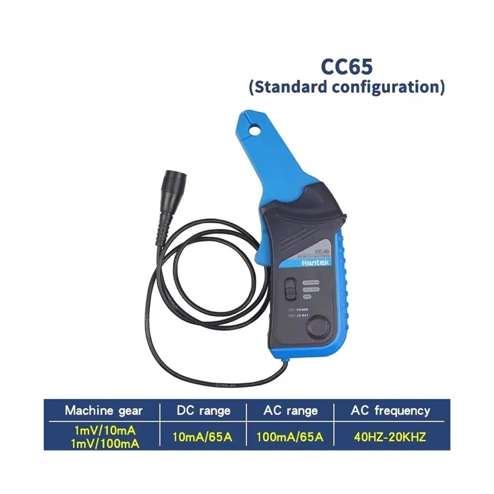 Alicates de Corriente osciloscopio Osciloscopio CC65 CC650 CC800 Sonda de Pinza amperimétrica CA/CC de 20 KHz/400 Hz, Ancho de Banda de 1 mV/10 mA, 65 A/650 A con BNC(CC-65)