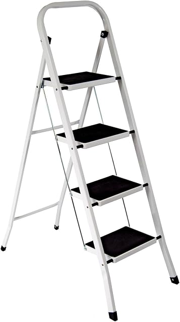 HIGHLANDS Superior 4 Step Ladder Non Slip Tread Safety Kitchen HEAVY DUTY