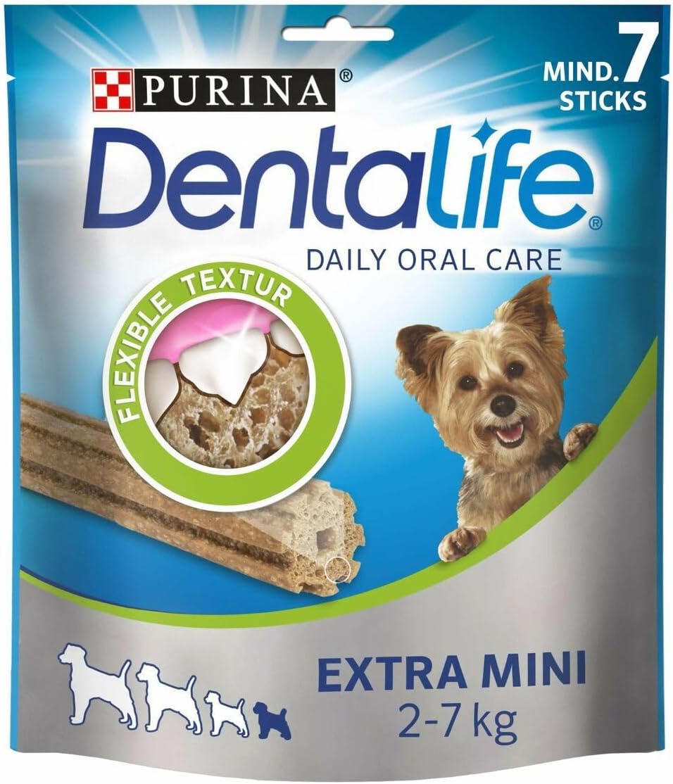 PURINA DENTALIFE Extra Mini Dental Care Snacks Reduces Tartar Formation, Chicken, Very Small Dogs, Pack of 5 (5 x 69 g)