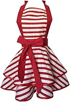 Hyzrz Handmade Retro Cotton Apron for Women & Girls - Cute Kitchen Baking Cooking Apron, Adjustable Mother's Gift (Red)
