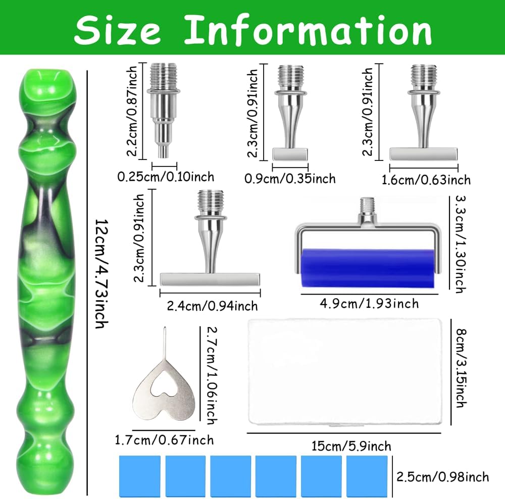 Praise V Do Thin Version Stainless Steel Diamond Painting Art Drilling Pen Kit with Screw Silver Metal Tips Nib Placer Roller Tool Accessories, Ergonomic Diamond Art Pen for 5D Diamond Paint Bead Dot image 2