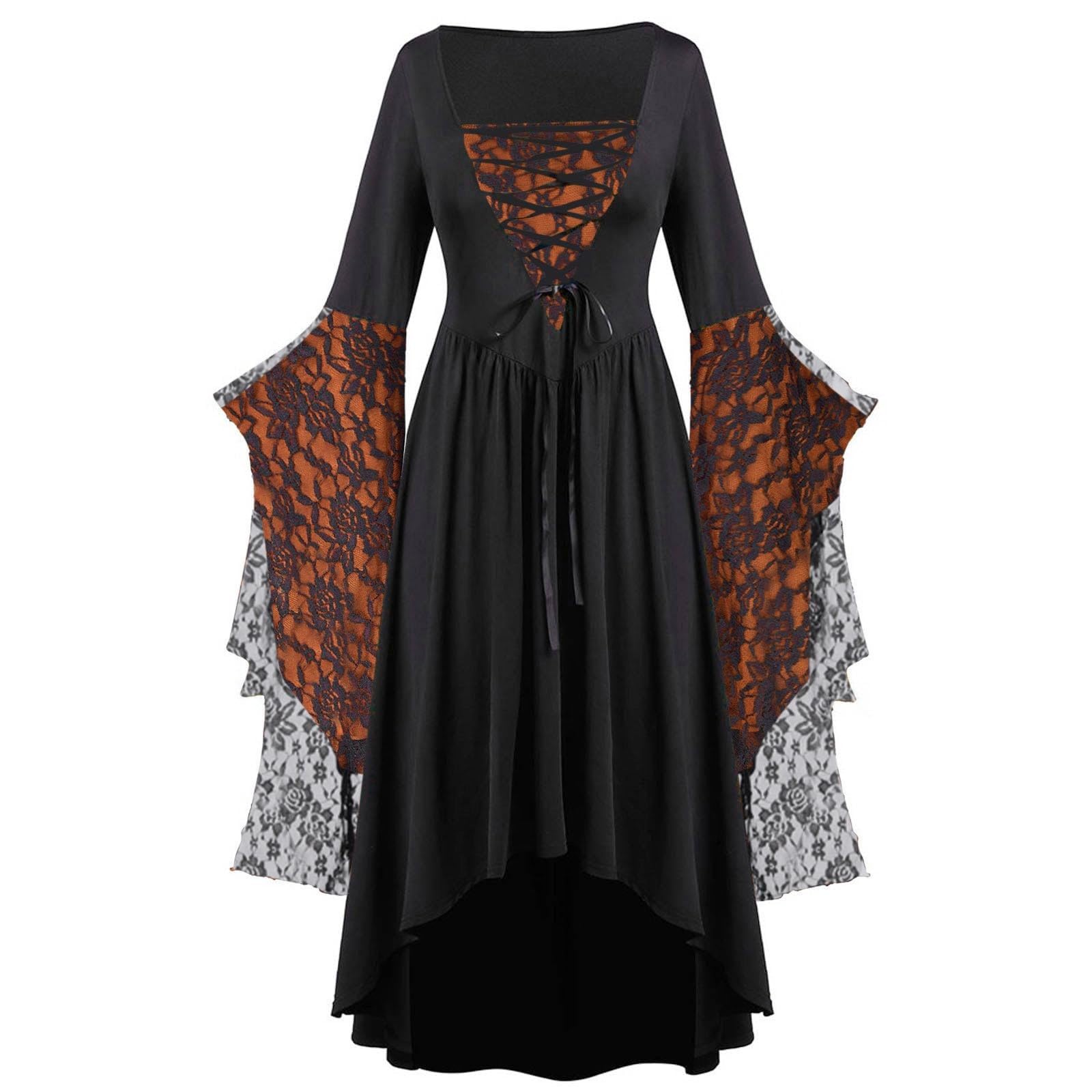 Halloween Costumes Victorian Witch Gothic Skeleton Plus Size Dresses Medieval Costume Ladies Evening Party Halloween Dress for Women Prom Cocktail Swing Vintage Elegant
