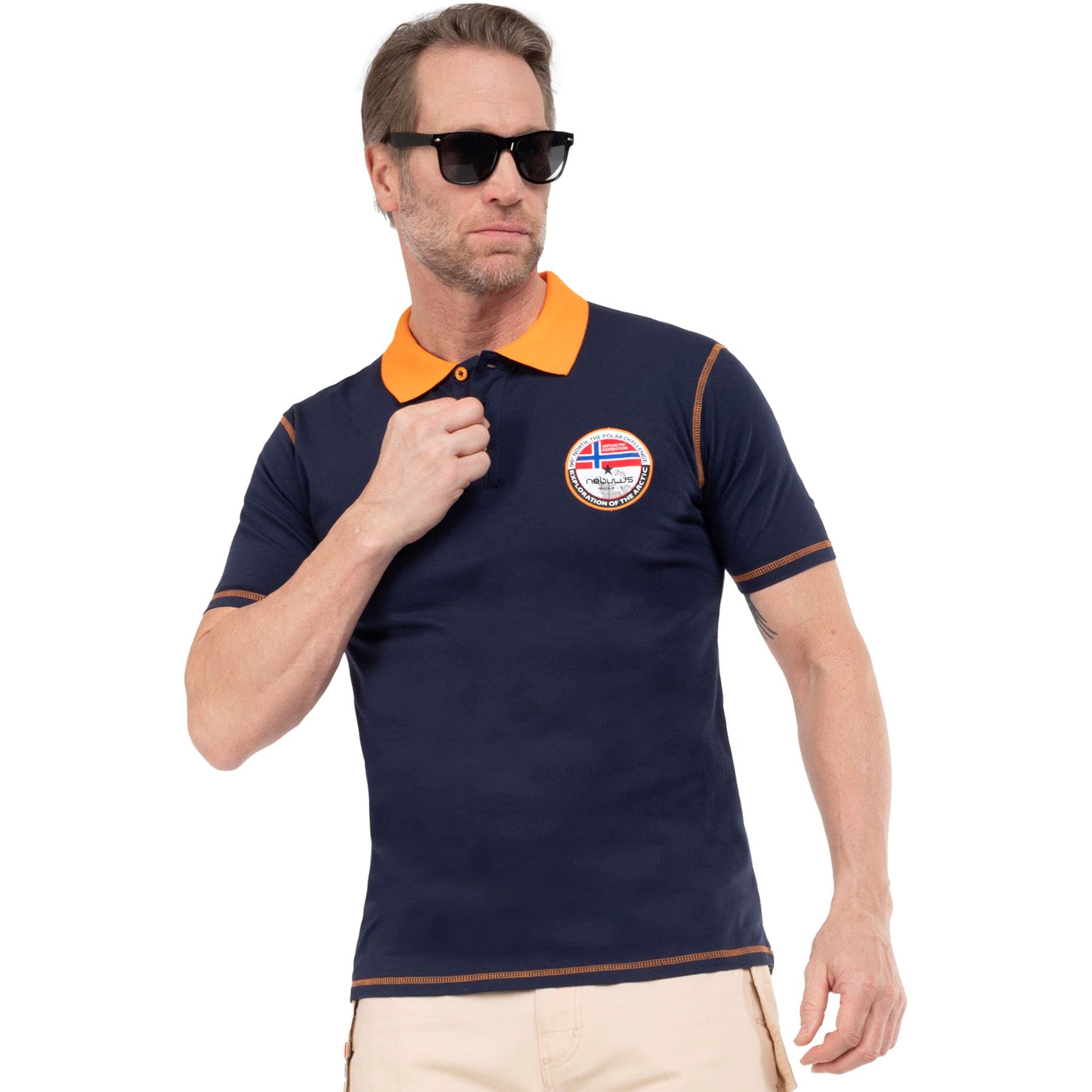 Nebulus Polo Entertain para hombre, polo con bordado para hombre, camisa de manga corta