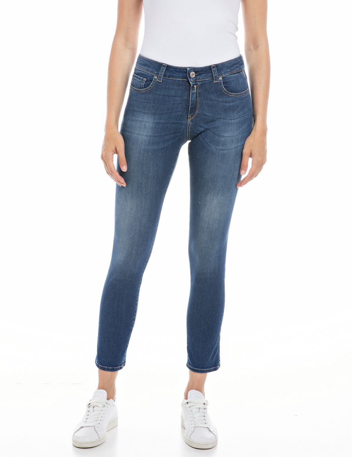 Replay Women's Jeans Faaby Flare-Fit with Power Stretch, Medium Blue 009-1 (Blue), 25W / 28L