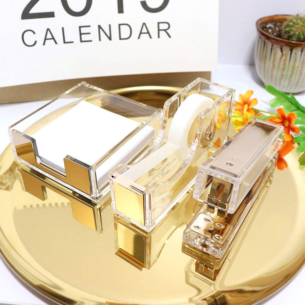 MultiBey Clear Acrylic Desk Organizer 8 in 1 Office Supplies Organization Accessories Set of