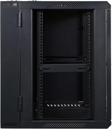 Miniatura 5 de AEONS 12U Signature - Soporte de pared de doble sección de 19 pulgadas, gabinete de TI con bisagras, puerta de vidrio de profundidad de 22 pulgadas