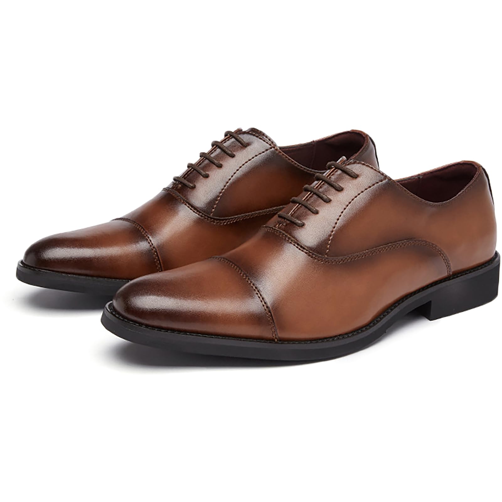 Scarpe Eleganti da Uomo, Derby Oxford per Feste di Matrimonio, Ufficio, Lavoro, Ballo di fine Anno, Classiche Stringate Antiscivolo,Marrone,43