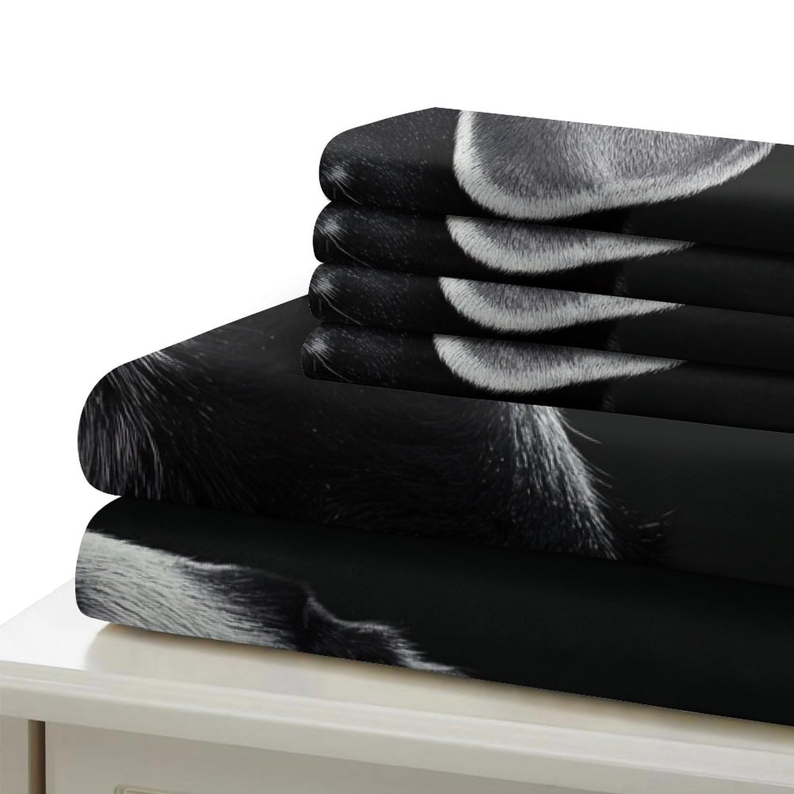 Black Hundeporträt 3-teiliges Reines Polyester realistische Tierkunst Bettbezug, Versteckter Reißverschluss, Krippenbettwäsche, Babysicher & Pflegeleicht King（220x240cm）
