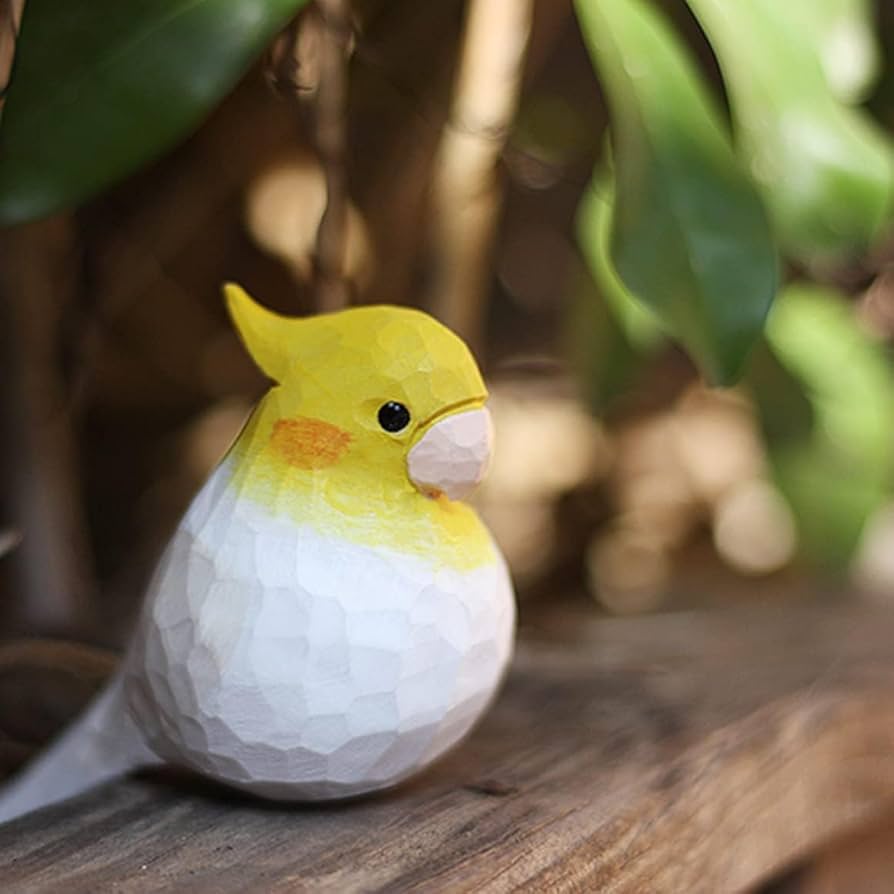 小鳥　彫刻品 木製の鳥の彫刻 4点セット 25％オフのお得なセット | Saezuri