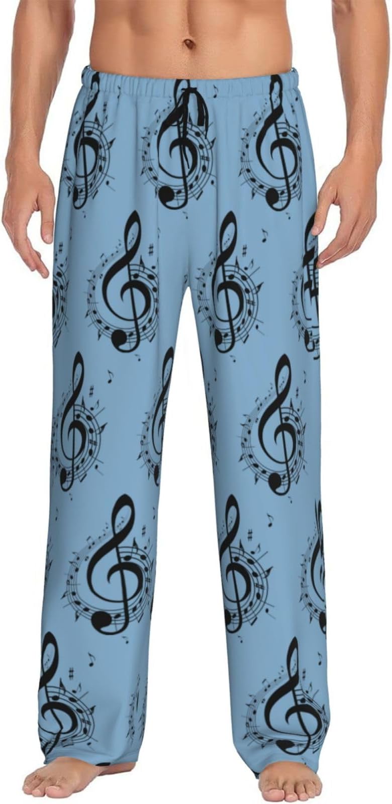 Music12 Soft Printed Pajama Lounge Pants For Men Lightweight Breathable Sleep Pant With Pockets And Elastic Drawstring