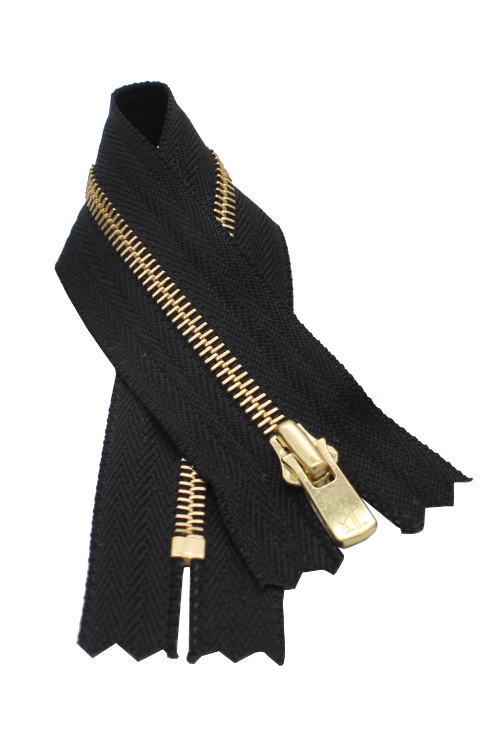 YKK #2 Excella Golden Brass Zipper 9" ~ Closed Bottom ~ Black