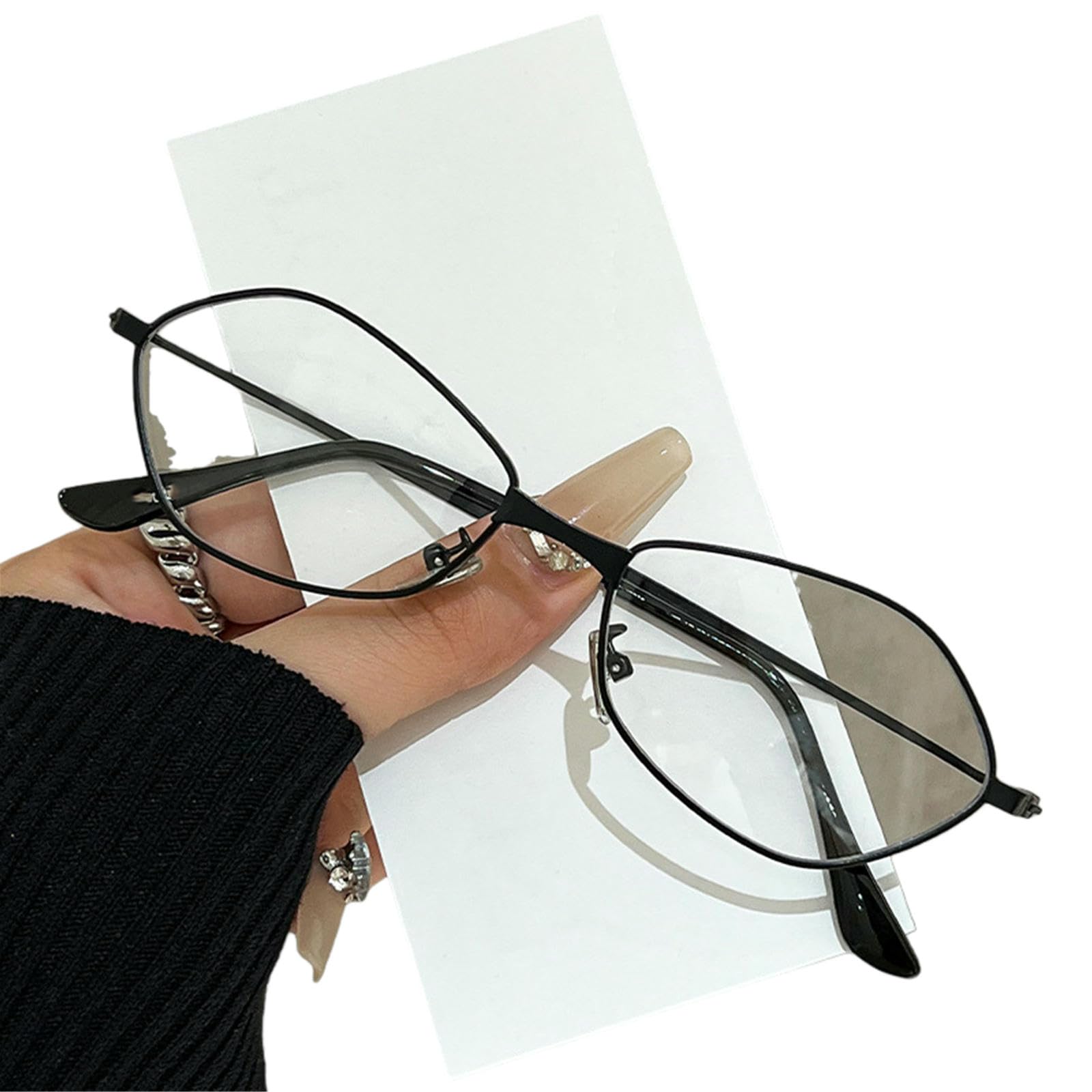 Gyios Women's Black Frame/Clear Lens Sunglasses For Men Vintage Narrow