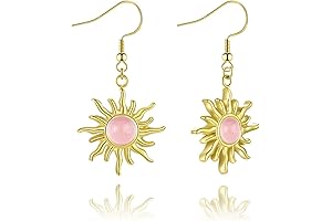 Handmade Sun Earrings for Women Girls Unique Dainty Simple 14K Gold Vintage...