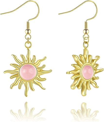 Miniatura 7 de Handmade Sun Earrings for Women Girls Unique Dainty Simple 14K Gold Vintage Boho Sun Orange Crystal Handmade Gemstone Hippie Earrings Sun Jewelry