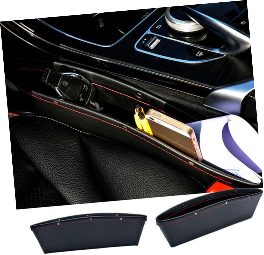 Car Seat Filler Organizer Premium Synthetic Pocket for Easy Between Seat and Console Compatible Vehicles Black Trim