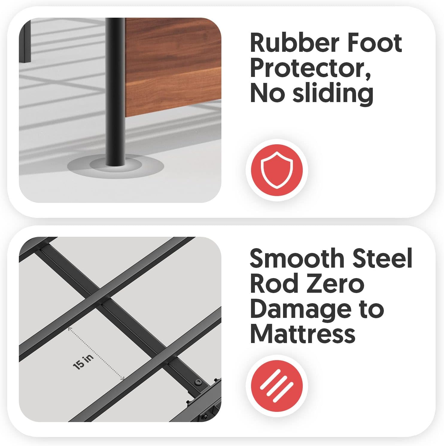 Nazhura Metal Full Size Bed Frame Steady Platform with Engineered Wooden Headboard/Footboard (Full)