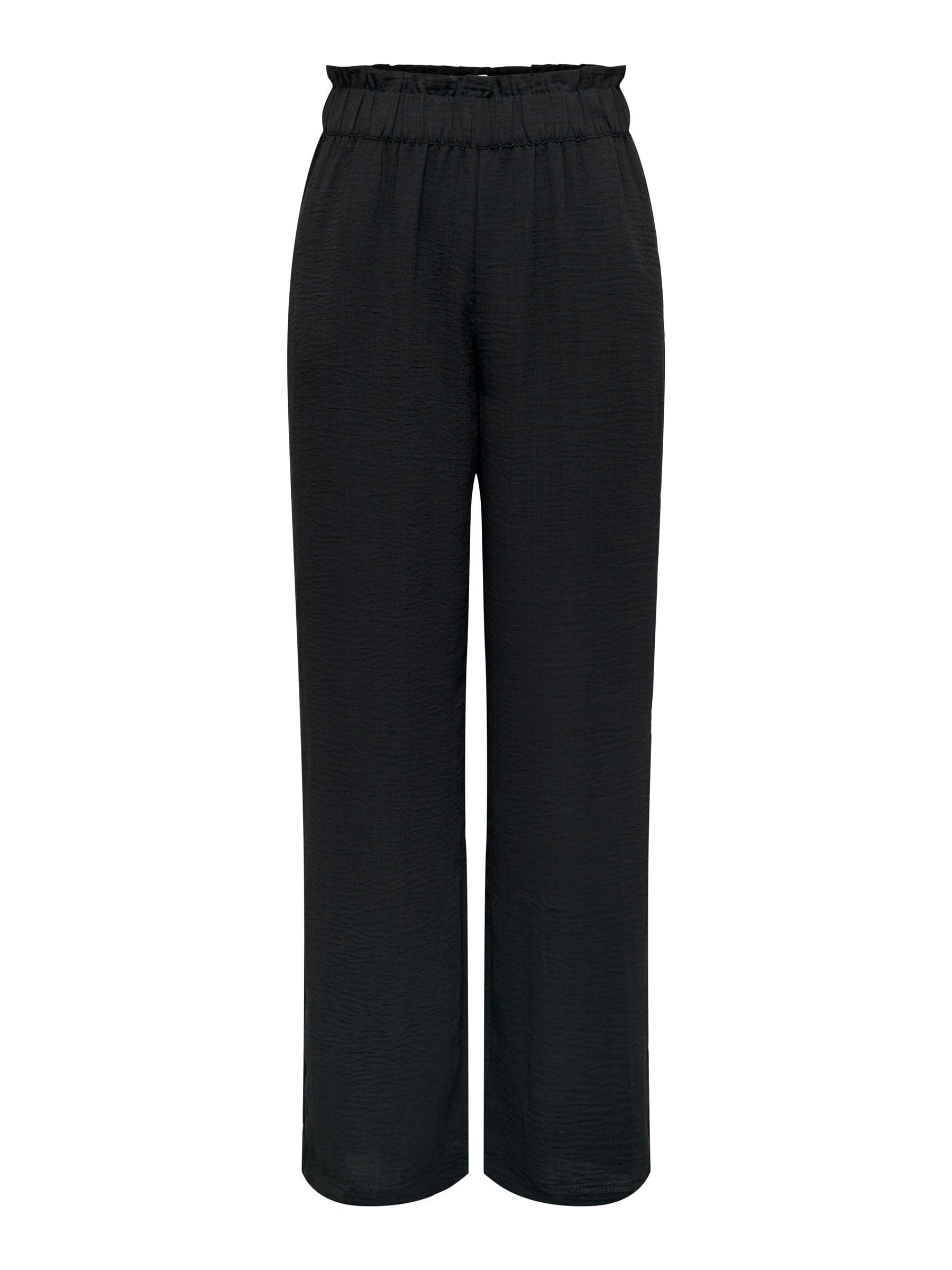 JdY Women's Divya Life Hw Wide Pants WVN Noos, Black, XL / 32L