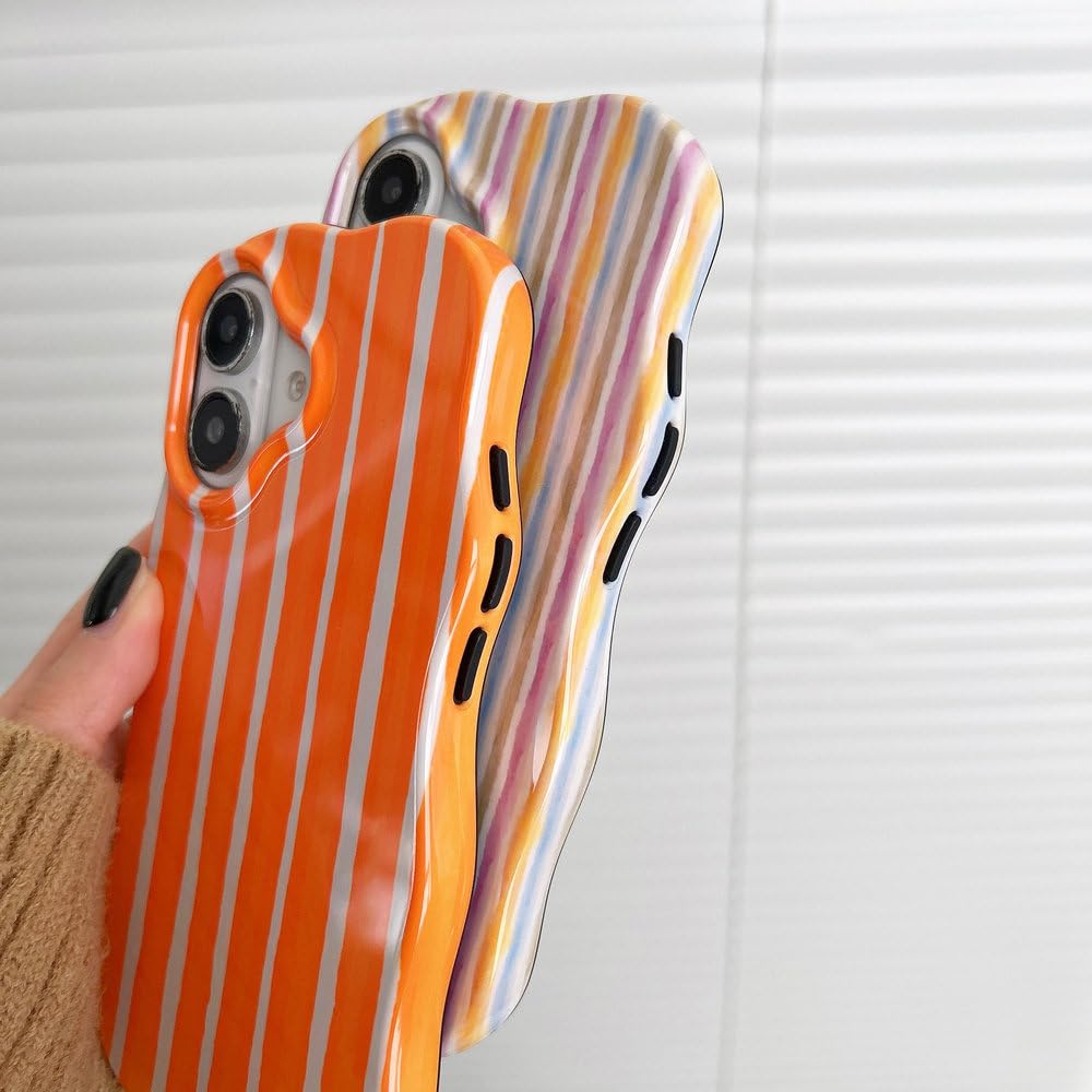 Modne etui 2 w 1 z błyszczącymi paskami na iPhone'a 13 14 15 16 Pro Max, z falowanymi krawędziami, wygodne w dotyku, twarde, smukłe, kolorowe, do iPhone'a 14