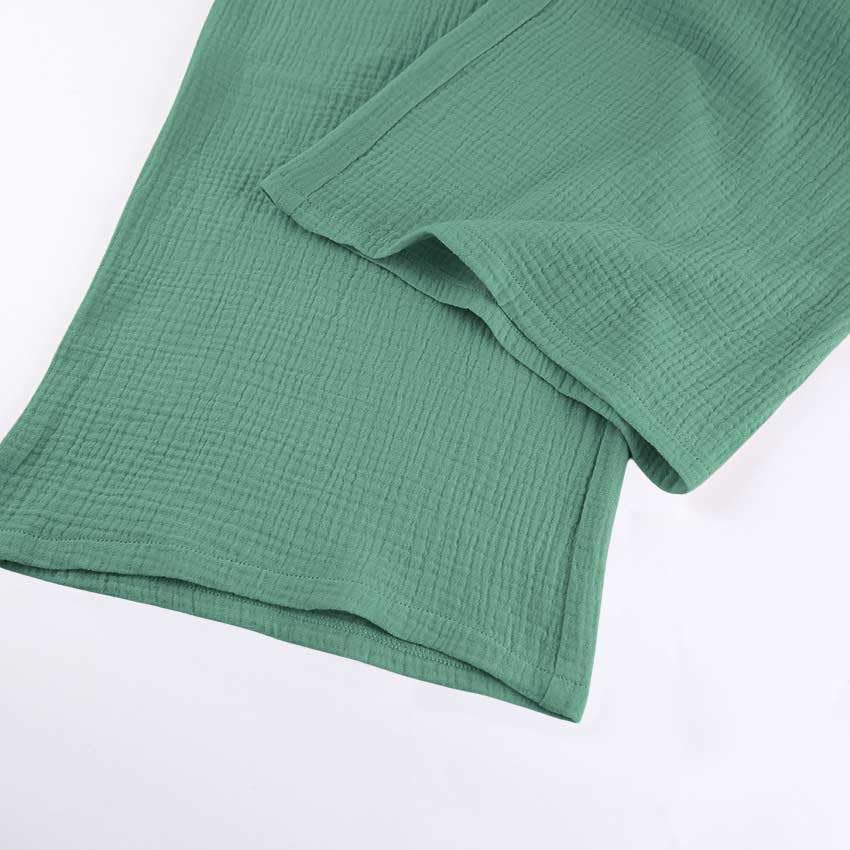 codcm Womens Cotton Gauze Loungewear Sets Casual 2 Piece Sleepwear Button Down Shirt and Wide Leg Pants Outfits image 4