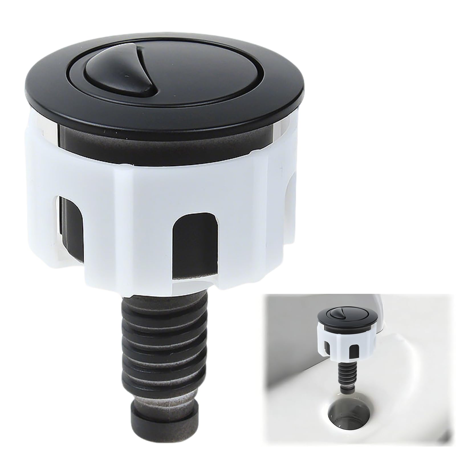 Chersun Black Toilet Flush Button, 1 Pack Toilet Flush Buttons Replacement, Durable Toilet Push Button Flush Replacement, Universal Toilet Button For Most Cistern Tanks