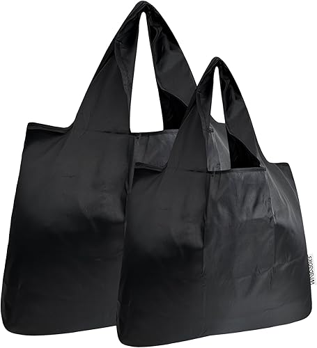 Miniatura 1 de allydrew Bolsas de comestibles reutilizables de nailon plegables grandes y pequeñas, juego de 2