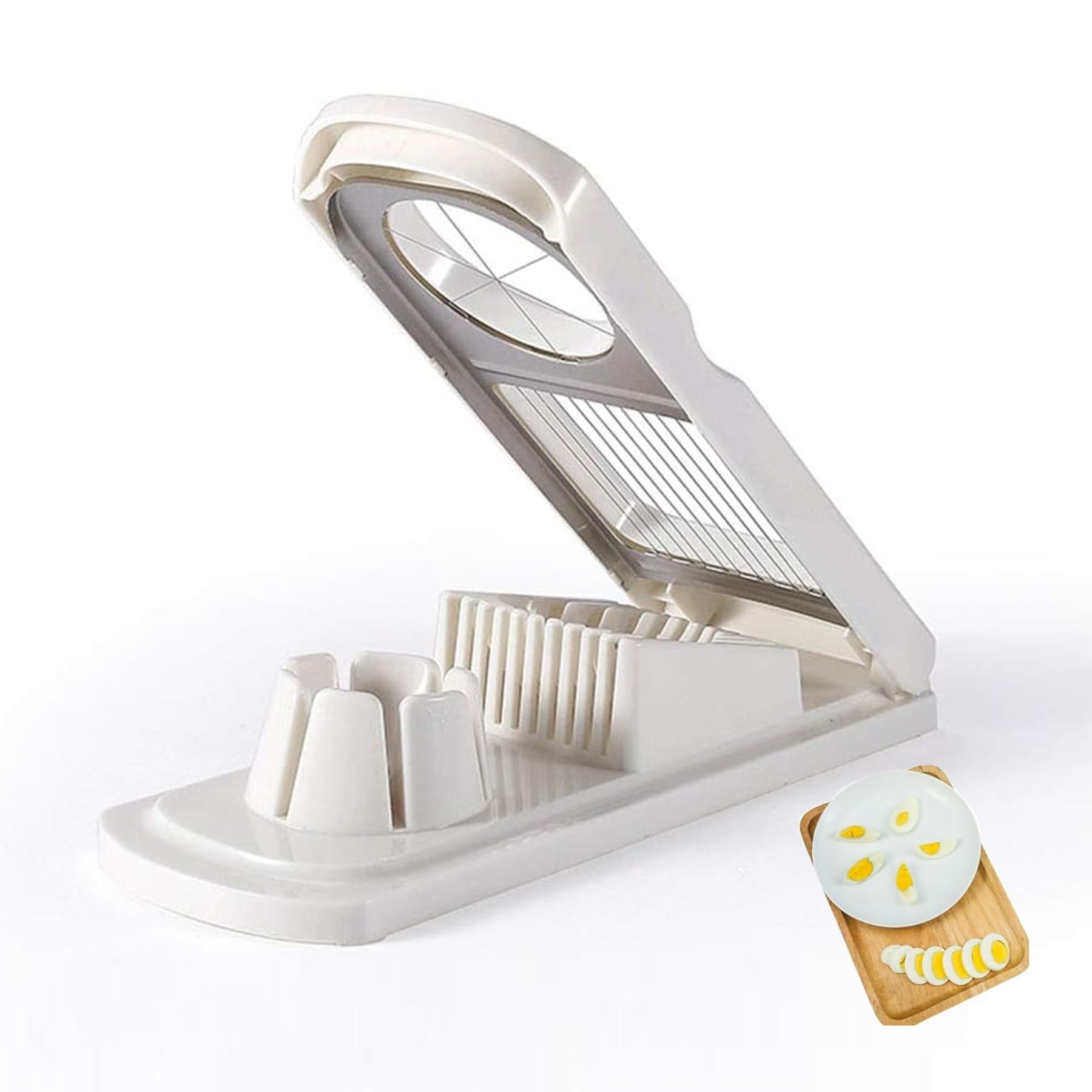 Coupe-Oeuf 2-en-1 En Acier Inoxydable 304 - Pour Oeufs Durs, Mozzarella, Fruits - Lavable Lave-Vaisselle