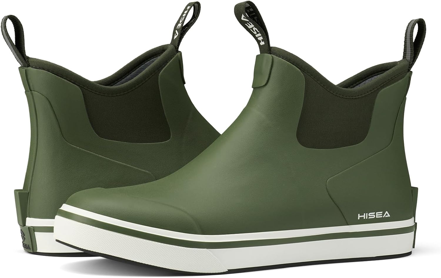 HISEA Men's Deck Rain Boots Saltwater Fishing Booties Waterproof Ankle Rain Boots with High Traction - Image 4