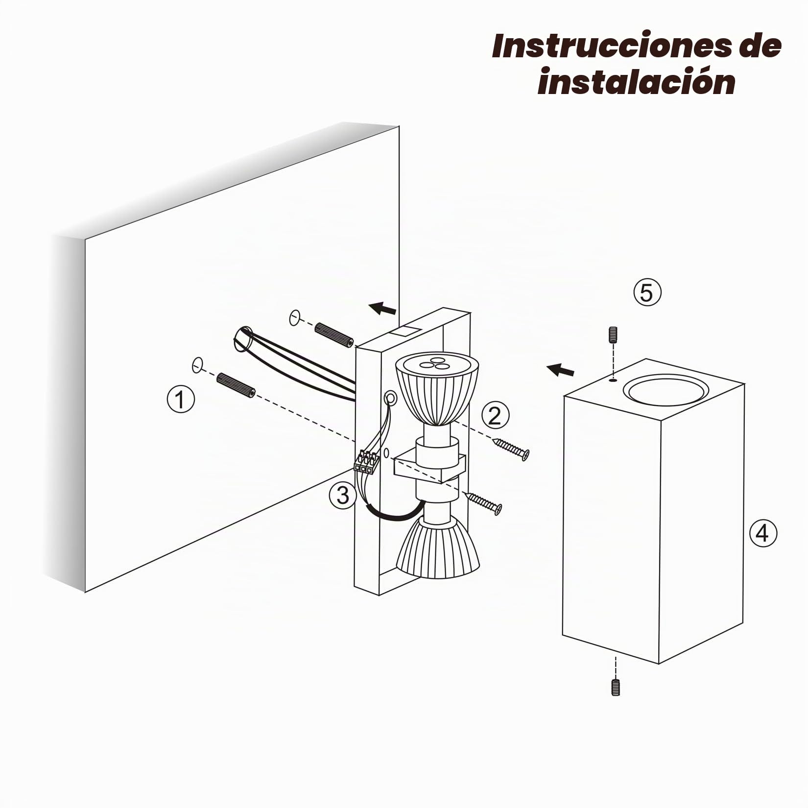 Aipsun 2 piezas Cuadrado Lámpara pared Exterior/Interior Gris oscuro | GU10 IP65 Impermeable Luz de Pared Aplique Exterior,Aplique de exterior moderno para terraza, jardín, pasillo(sin bombilla)