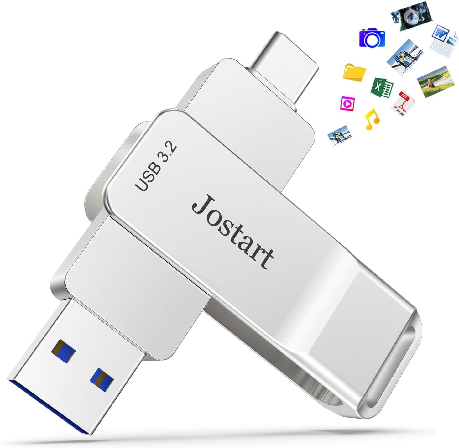 - USB C Flash Drive 1 TB, 500MB/s High Speed Thumb Drive, USB 3.2 + Type C Dual Drive, Portable Memory Stick for iPhone15/16/PS4/Tablet/Laptop/PC Data Backup, Sliver