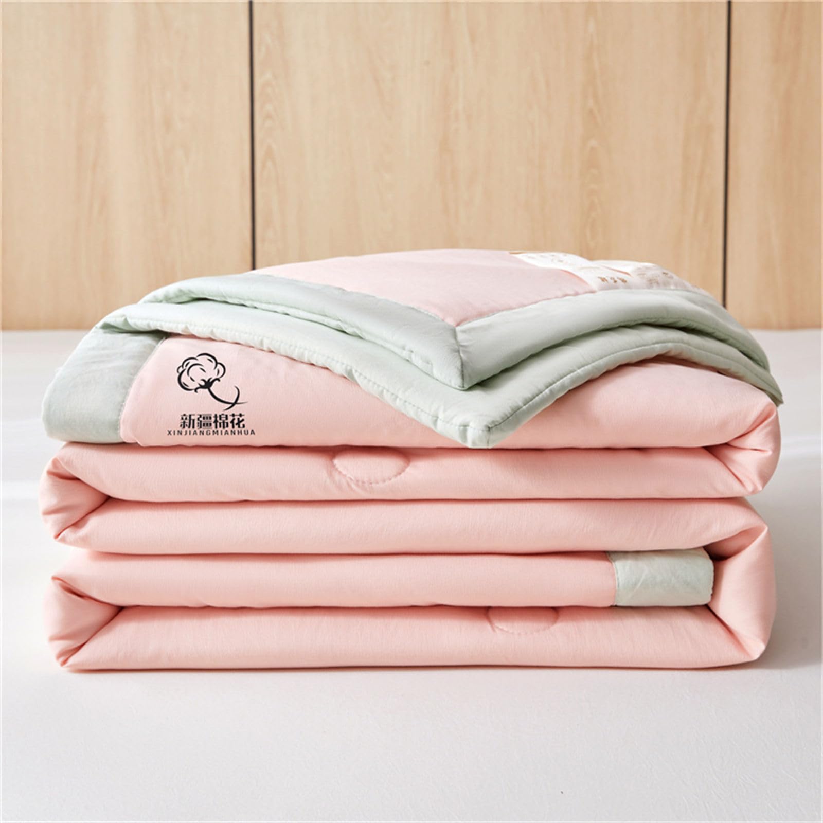 Chickwin Colcha Acolchada, Estilo Bloque Color Colchas Acolchadas Cama 90/135/150/180, Cubrecama Verano Reversible Microfibra Suave Cómoda para Cama Individual Matrimonio (Rosa,180x200cm)