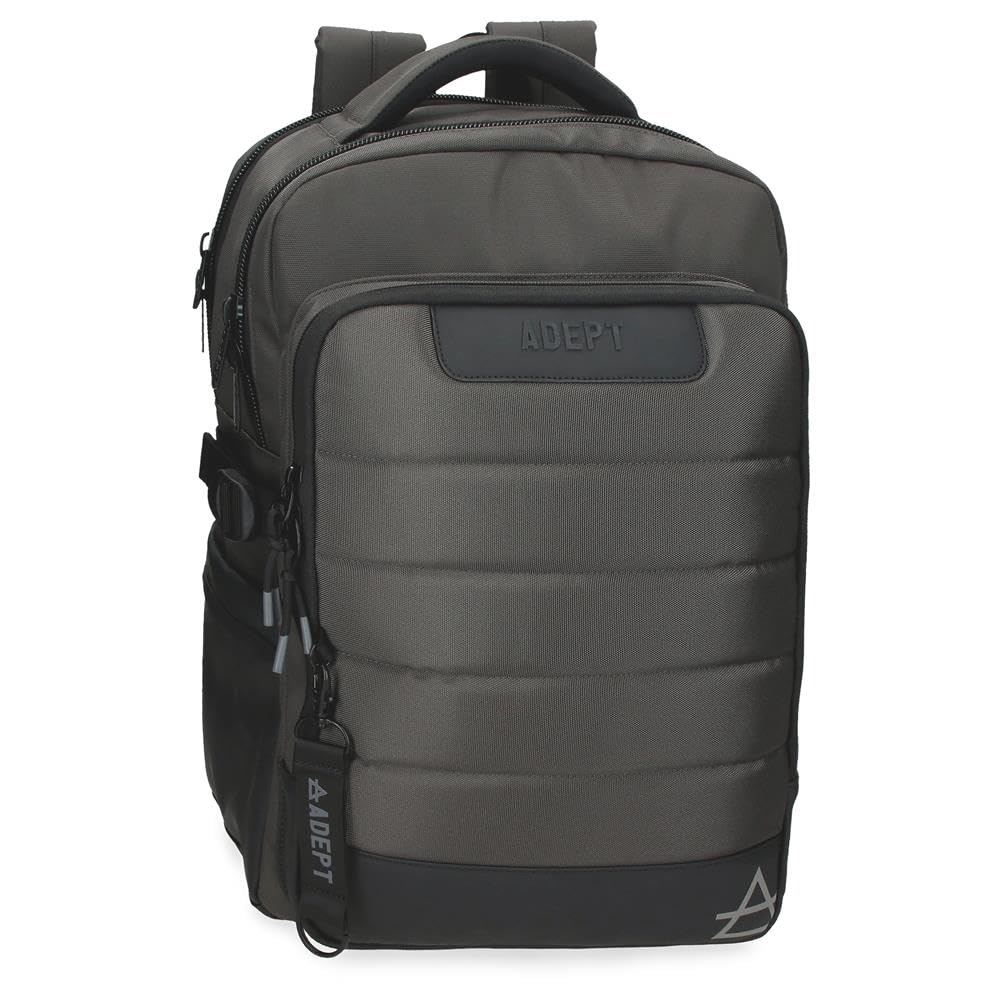 ADEPT Dmas Laptop Backpack Double Compartment Laptop 15.6 Inches Grey 28x40x16cm Polyester 17.92L, grey, One Size, Laptop Backpack Dual Compartment