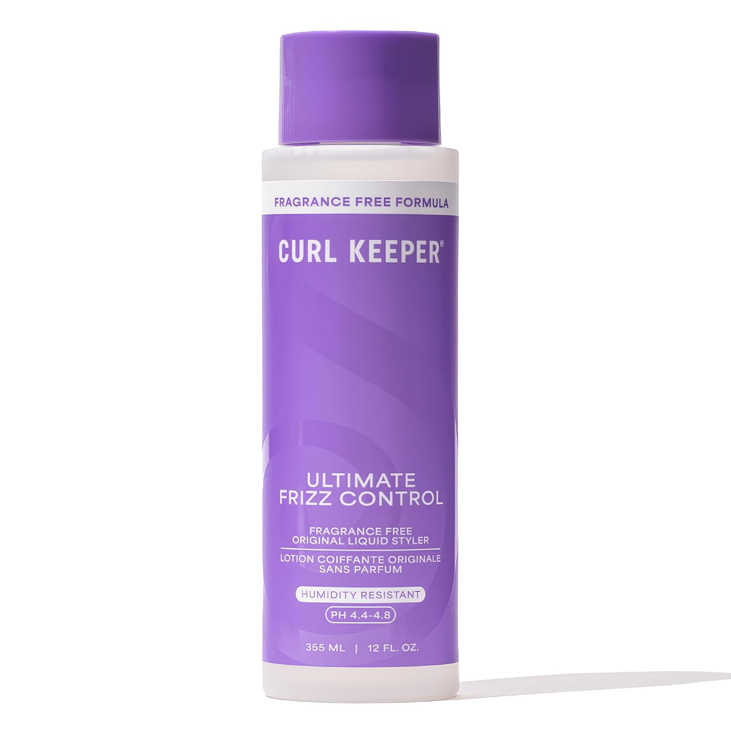 Curl Keeper Ultimate Frizz Control Fragrance Free Liquid Styler for Curly Hair – Unscented Anti Frizz Gel and Hydrabond Humidity Shield for Sensitive Skin, Lightweight Defrizzing Product, 12oz/355ml