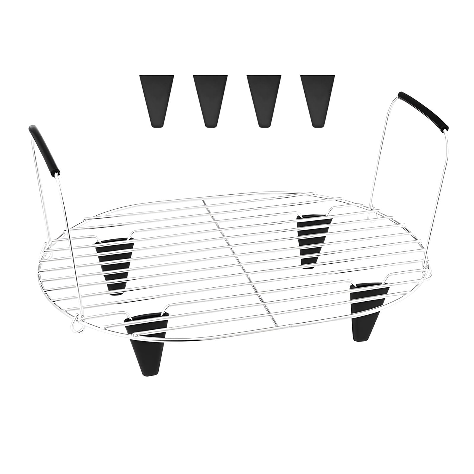 Qisuw Of 1 Stainless Steel Slow Cooker Grills and Steaming Rack for 8.5QT Models Not Slip Silicone Feet and Handles Cooking Rack for Vegetables
