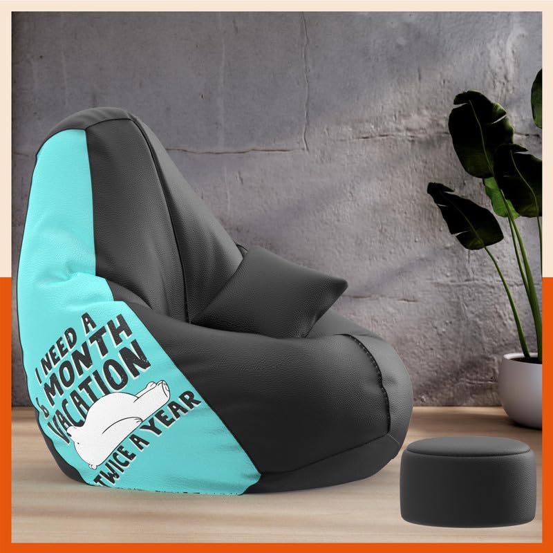 Biggie Bean Bag with Beans Filled 5XL VibeBoost Premium Bean Bag with Free Cushion and Footrest - Official : Chill & Chill Combo (Matching Color : Regular, Need A Vacation-Black) (B0DG387RQL) Amazon Price History, Amazon Price Tracker