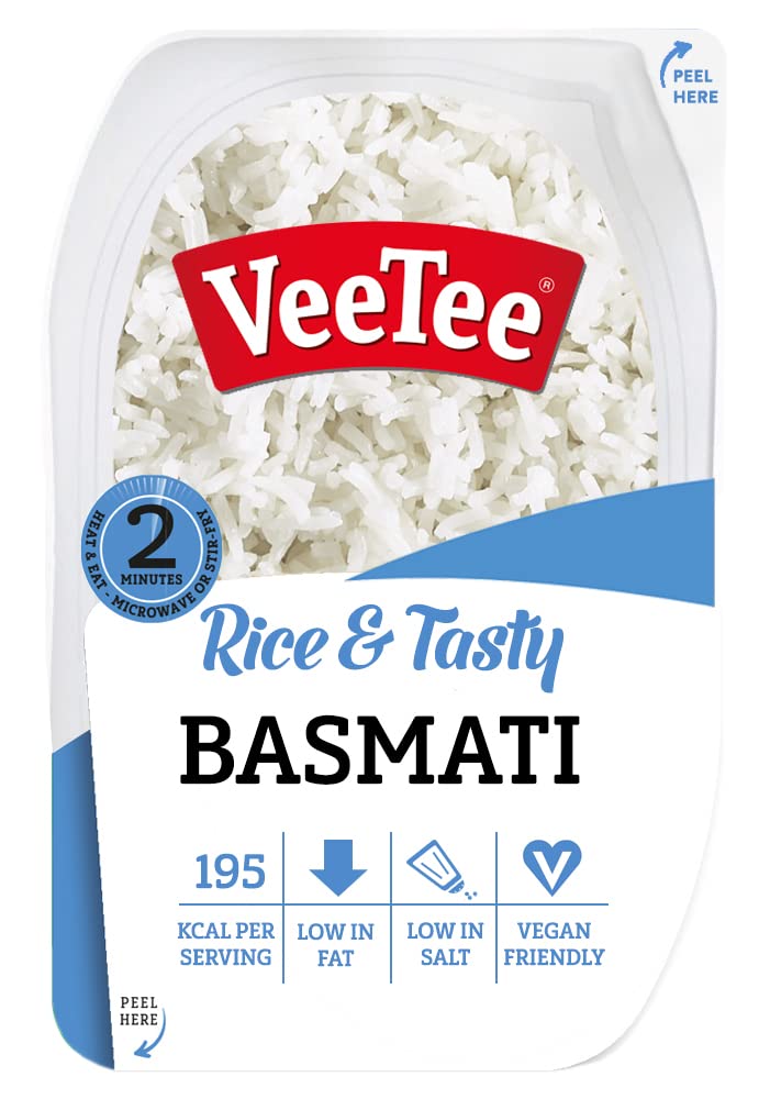 VEETEE Microwavable Basmati Rice, Quick Cook Cupboard Food, Low Sodium, Wheat-Free, No Artificial Colours, Flavours or Preservatives, 280g (Pack of 6)
