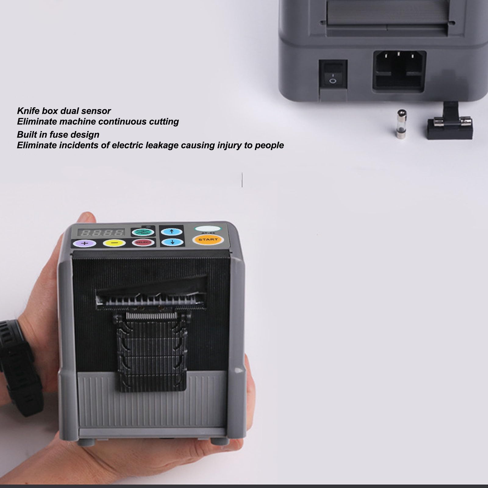 Marhynchus Dispensador Automático Dispensador de Cinta Eléctrica Máquina de Corte de Cinta Dispensador de Cinta de 6 a 60 Mm Ancho de Corte (EU enchufe 220-240V)