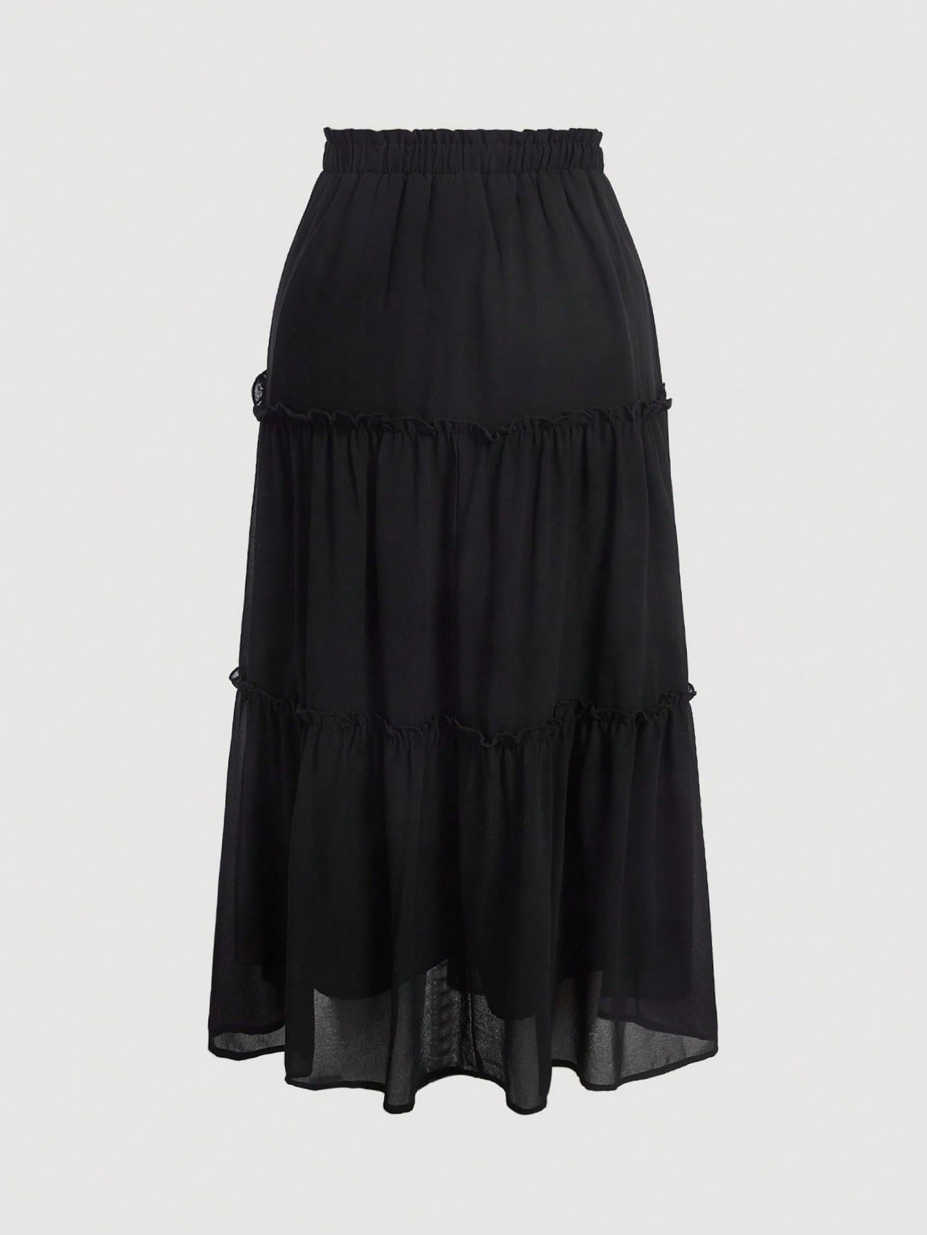 Faldas largas de mujer Solid Frill Trim Ruffle Hem Long Skirt falda del club