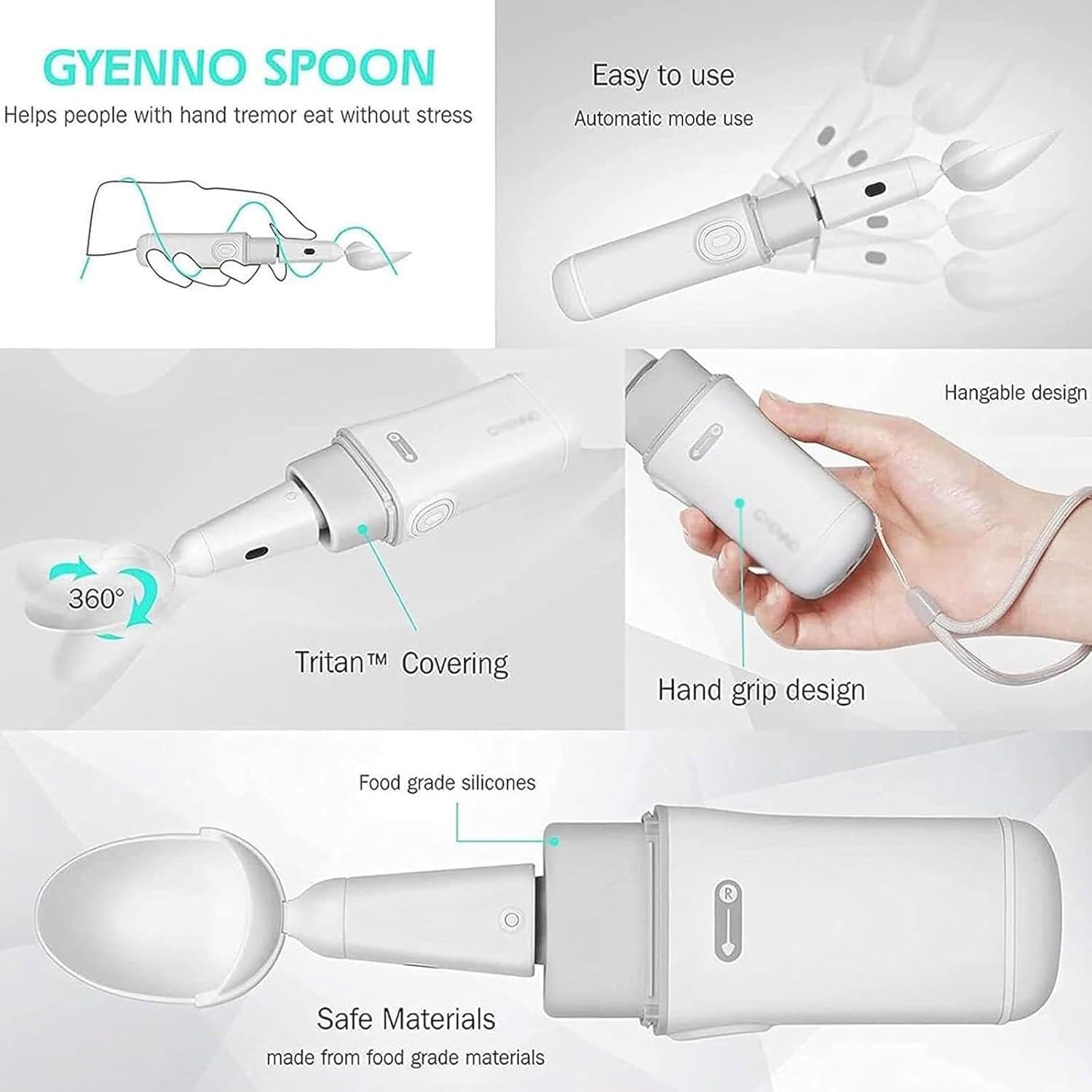 Utensilio para Parkinson para Temblores, Cuchara para Parkinson para Temblores De Manos, Autoalimentación, Cubiertos para Alimentación Adaptable Que Ayudan con Los Temblores De Manos