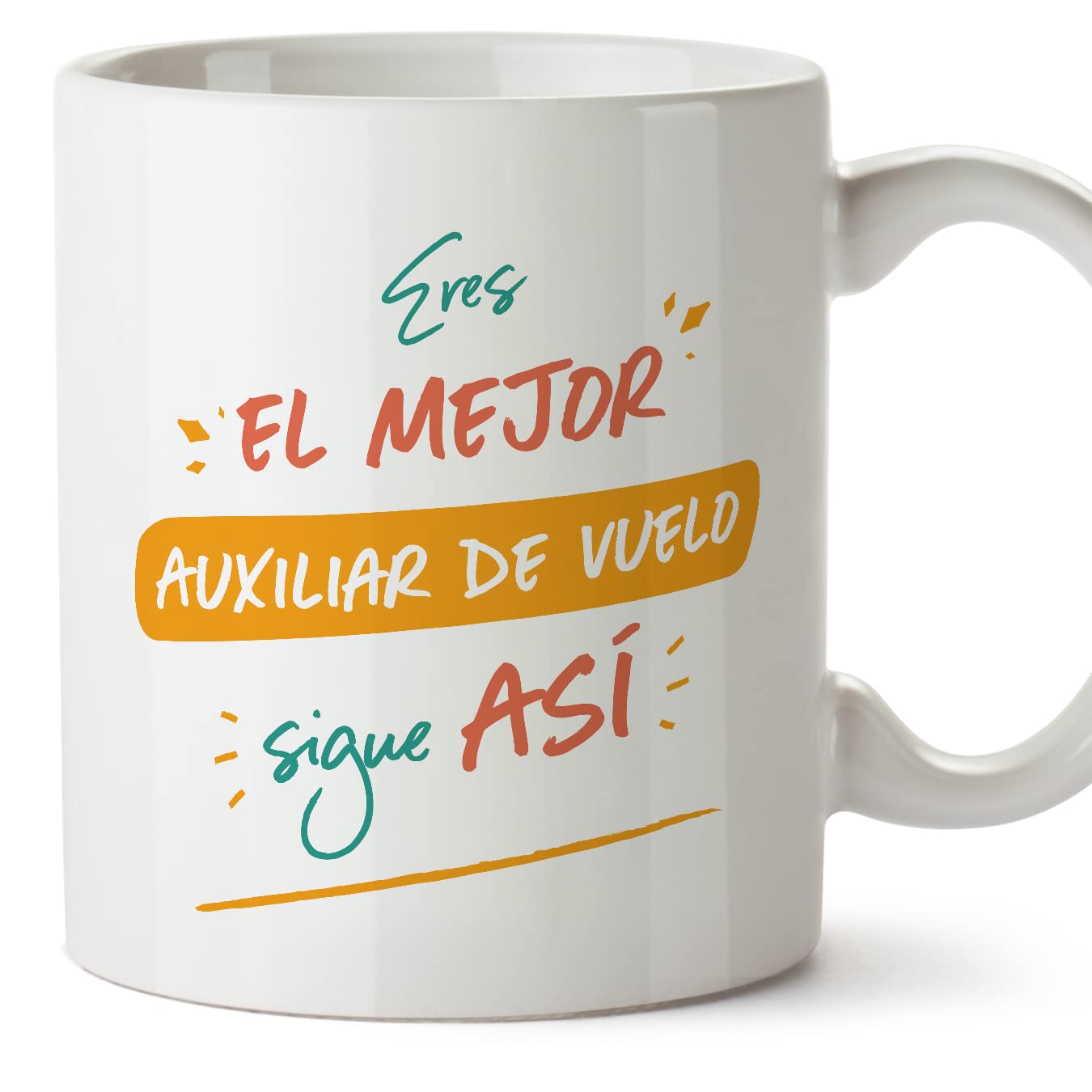 MUGFFINS Flight Attendant Man Mug - in Spanish - Eres el Mejor sigue así! - Funny Gift for Colleagues - Ceramic 11oz Mug