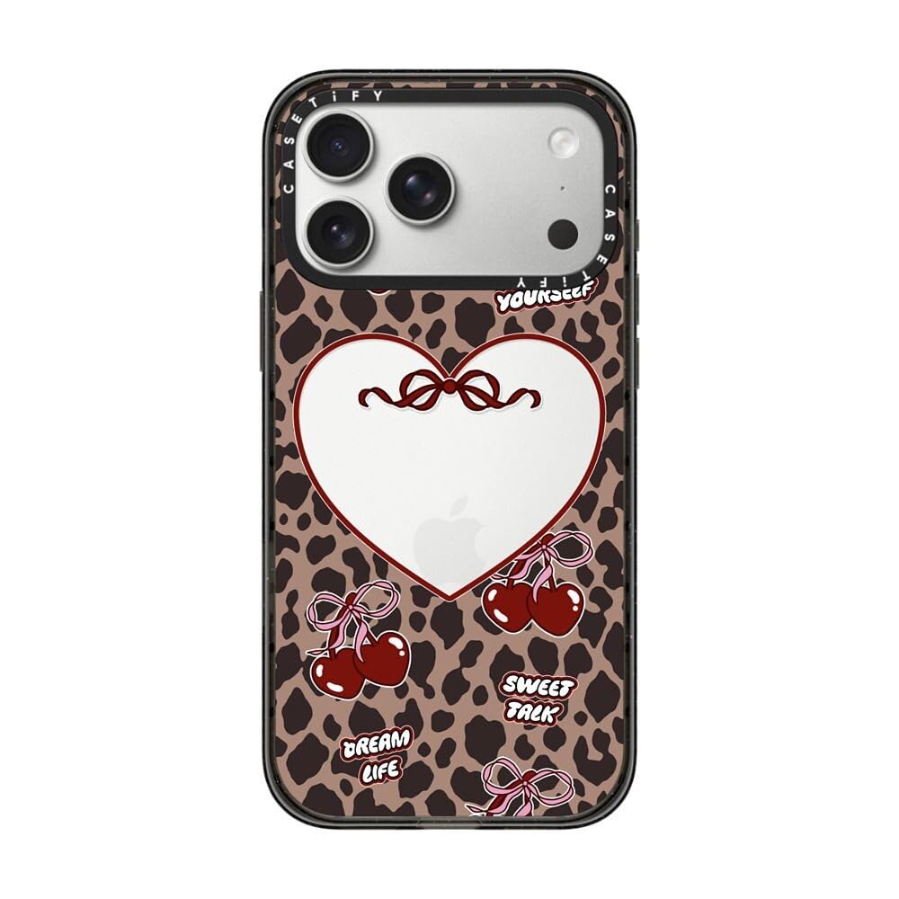 CASETiFY Impact iPhone 17 Pro Max Case [Slim/Wireless Charging Compatible / 8.2 ft. 4X Military Grade Drop Protection] - Leopard Cherries - Clear Black Leopard Cherries iPhone 17 Pro Max (6.9")