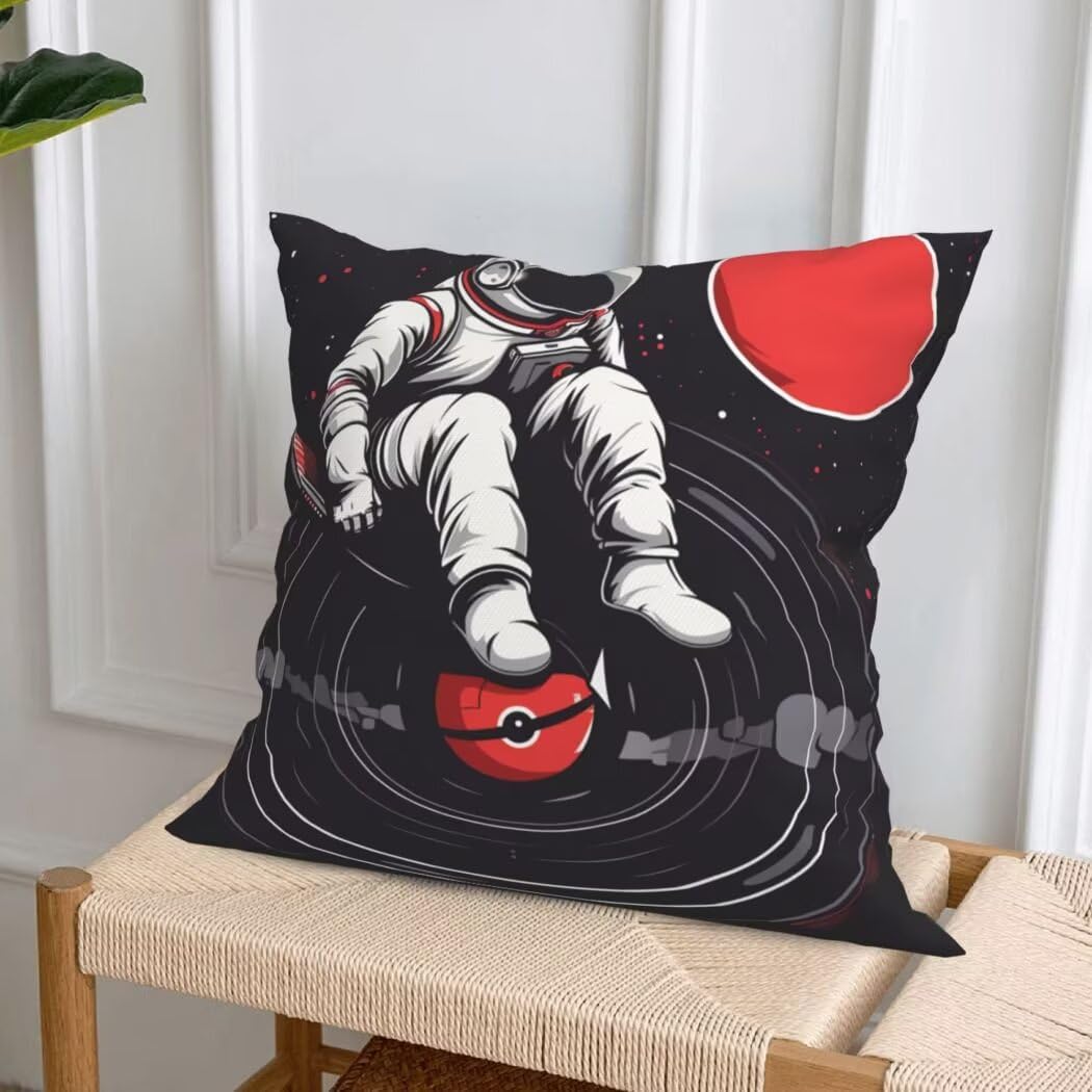 Poszewka na poduszkę 65x65 cm Zestaw 4 czarnych poduszek dekoracyjnych Aksamitna sofa Poszewki na poduszki Mężczyzna Kosmos Kwadratowe poszewki na poduszki Dekoracja domu Salon Sypialnia na Sofę-LI600