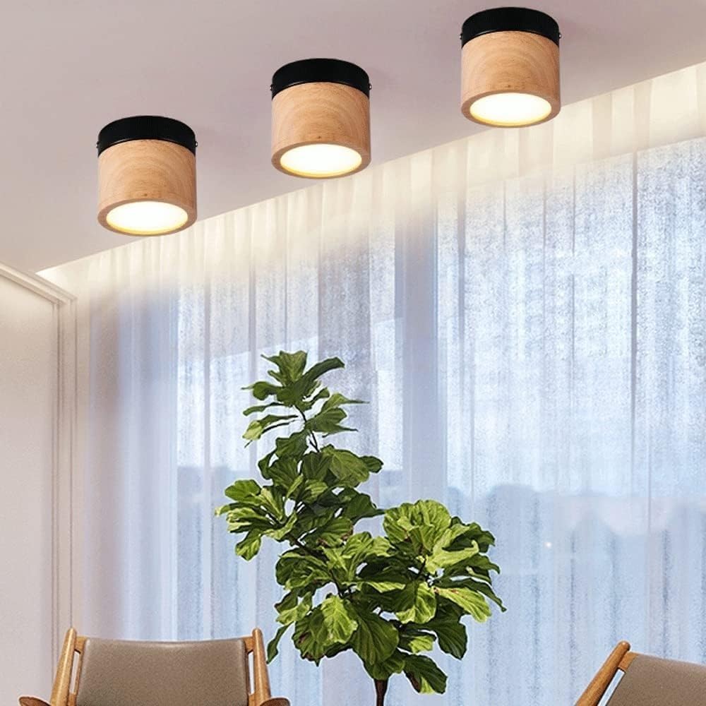 Generico Lampada da Parete Moderna Faretto da Soffitto LED in Acrilico da 5 W Faretto da Incasso in Legno per Corridoio Galleria Cucina Soggiorno