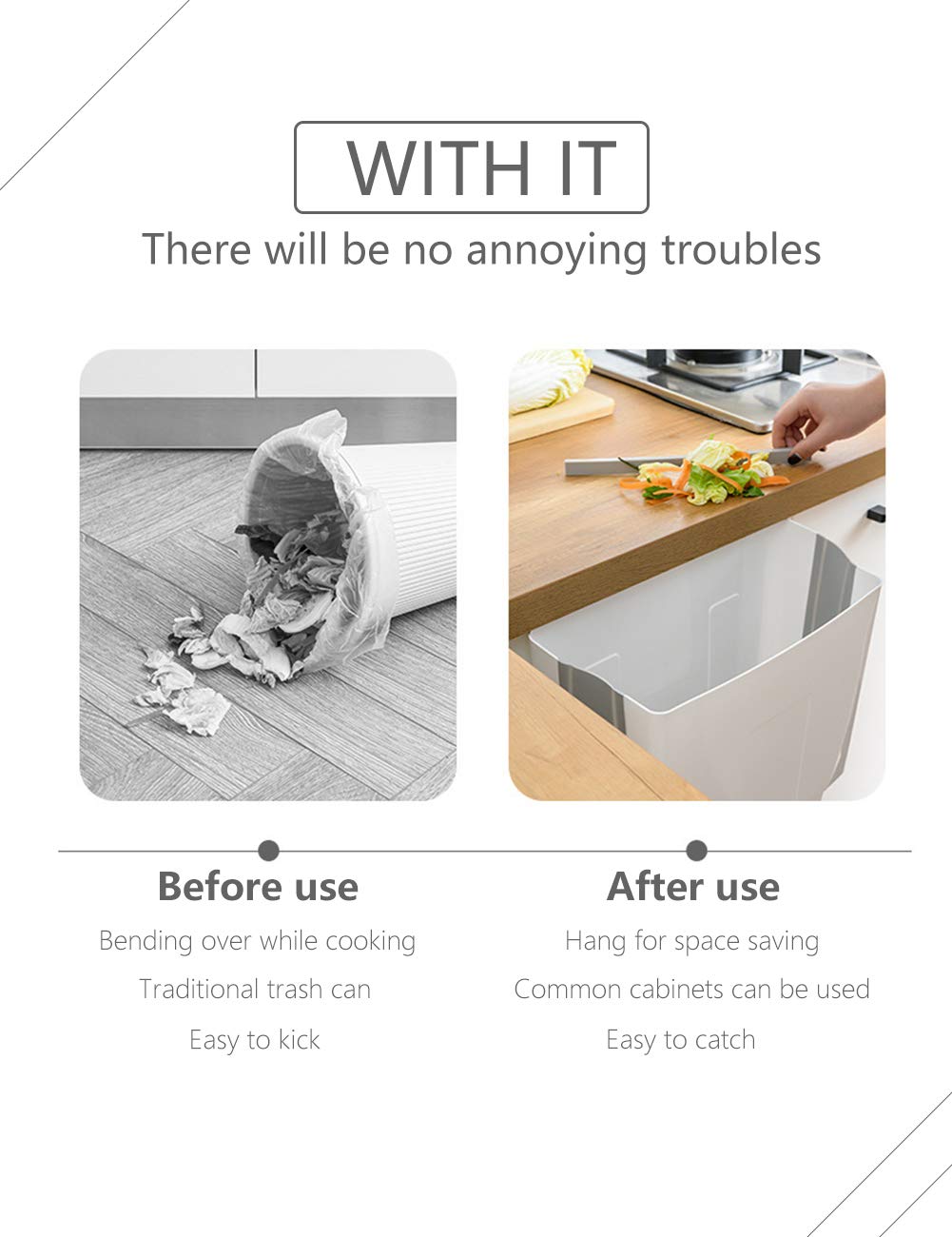 Buy TOPZONE Kitchen Trash Can,Folded Waste Bin Under Kitchen Counter