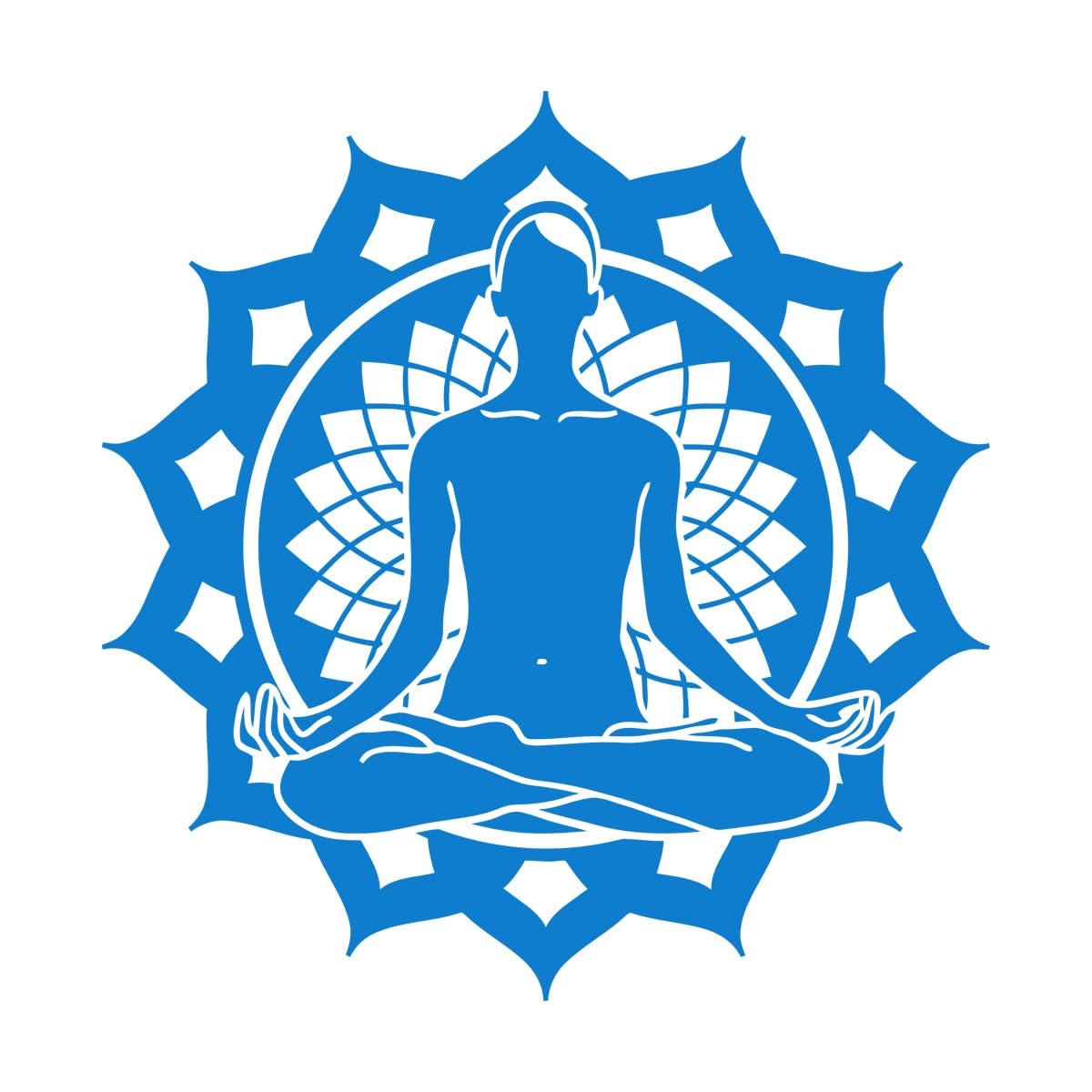 Engraving Decals Lotus Flower Pose Yoga Meditation Studio 54x55.4cm Removable Without Leaving Glue Large Blue