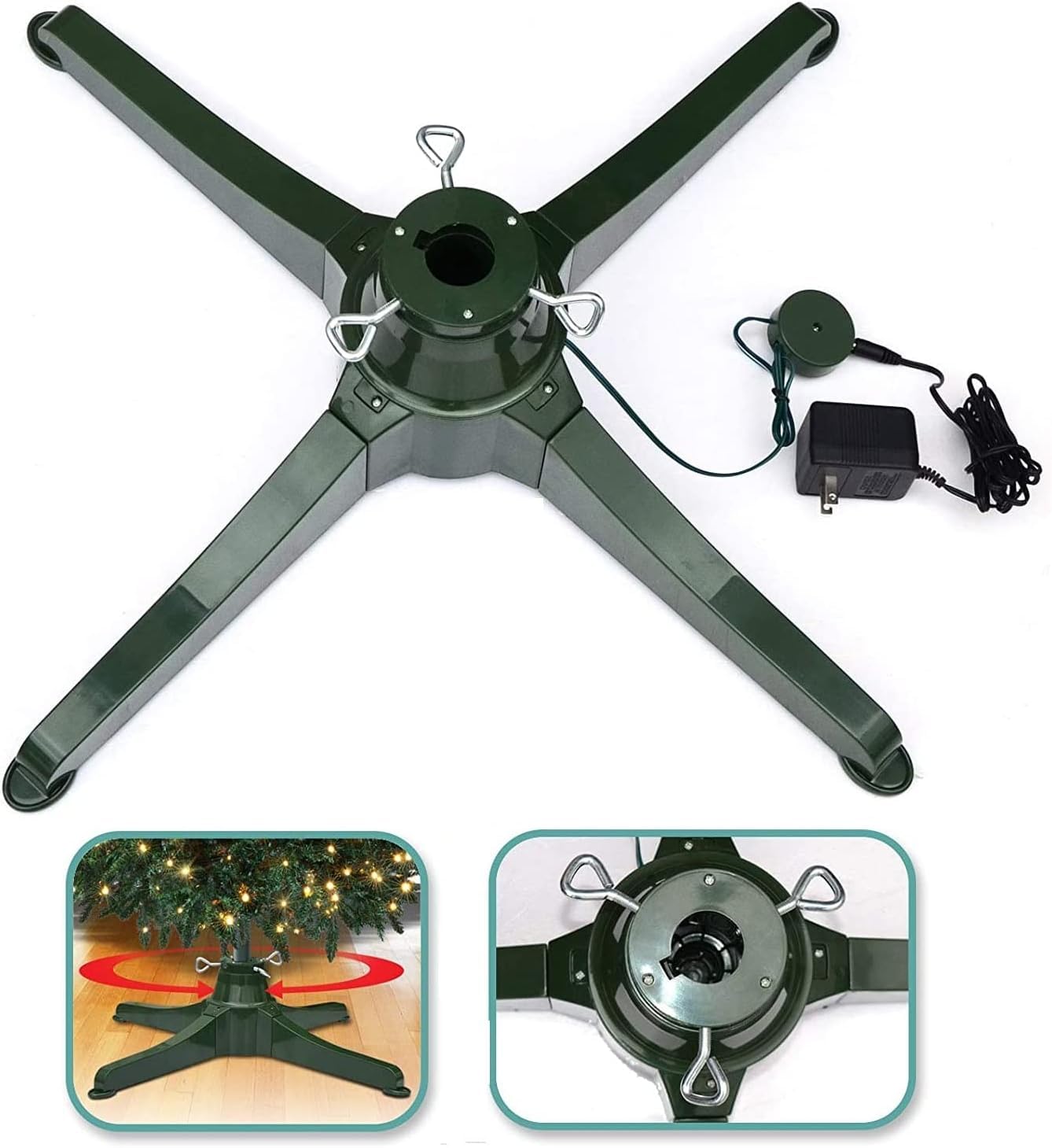 Soporte Giratorio Para árbol De Navidad Artificial - Base Ajustable, Gira 270° Cada 70 Segundos, Aguanta Hasta 36 Kg (80 Lbs)