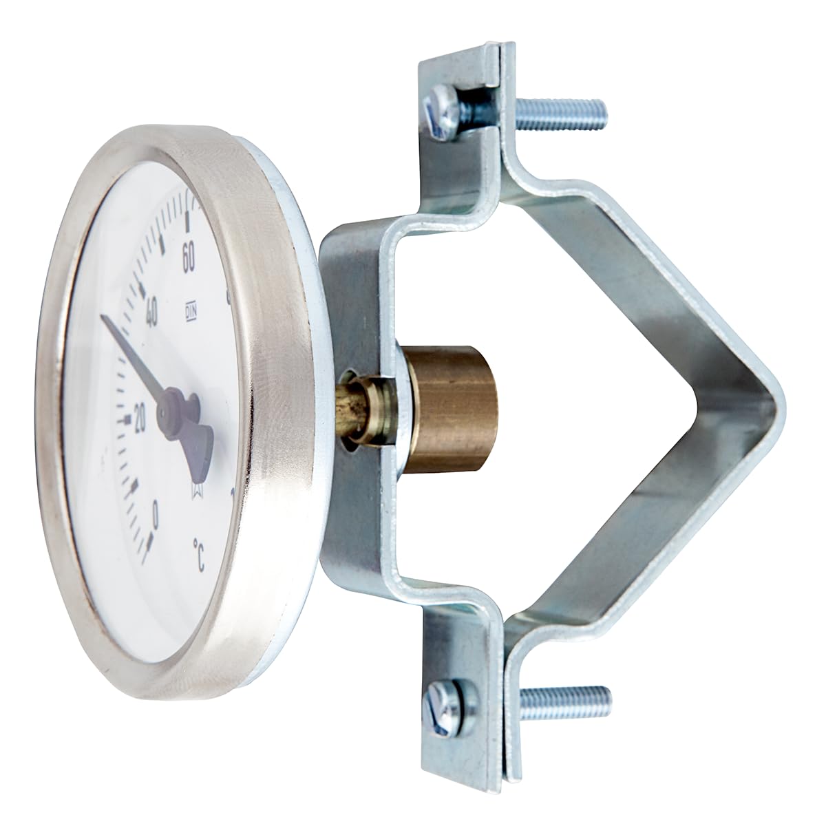 Afriso Anlege-Thermometer Mit Universalschelle – 63 Mm, 0–120 °C, Für Rohre 3/8" Bis 1 1/2" – Verzinktes Stahlblech