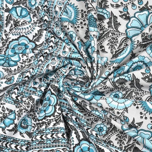 Image of elanorhomes 100% Cotton 240 TC Single Bed Sheet Set | Floral Hand Printed Bedsheet with Pillow Cover | Soft Breathable Fabric for Bedroom | 60x90 Inches (Bachelor Fulwari Print)