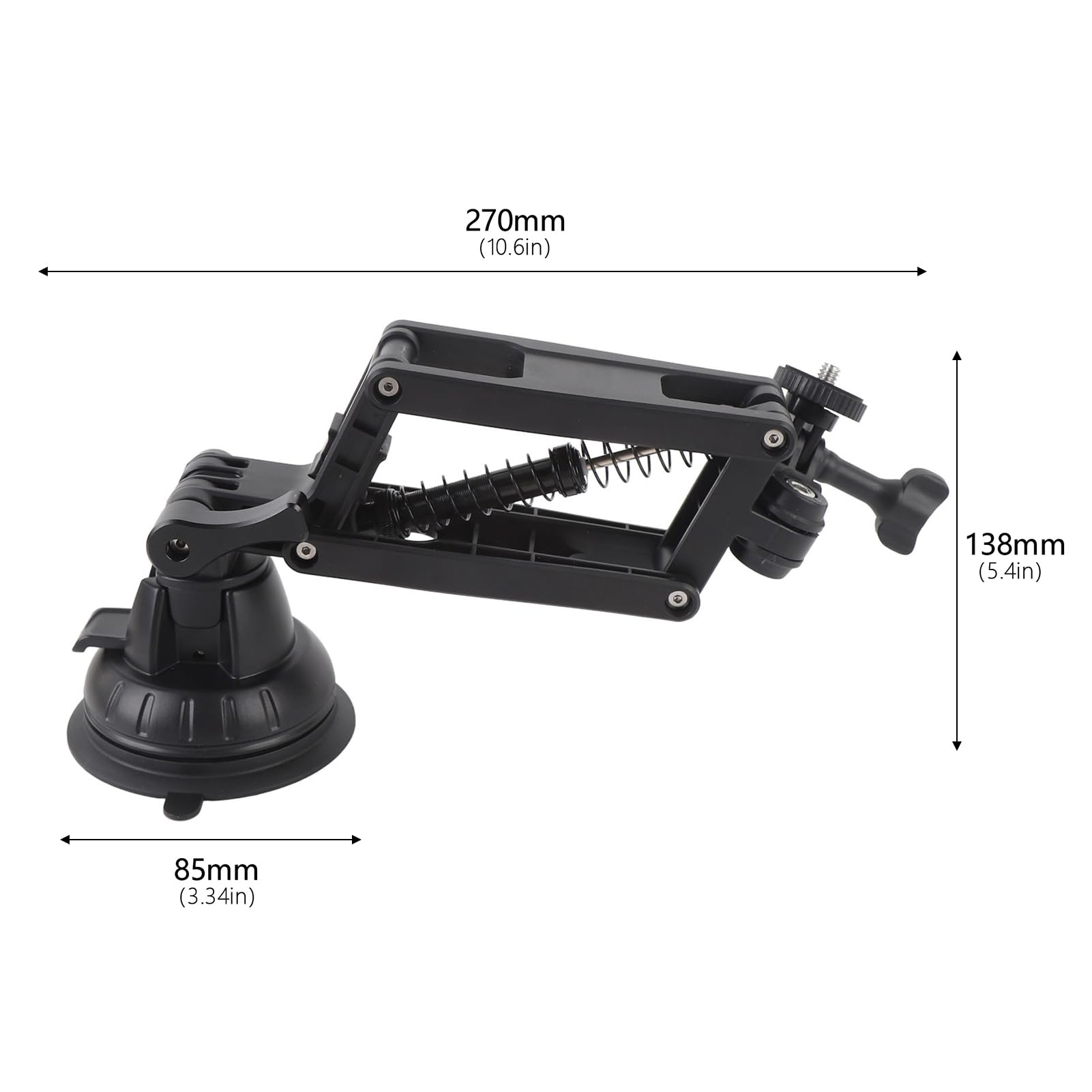 Jiawu Soporte de Coche con Ventosa Ajustable para Cámaras 3 Action 5 Pro X3 X4 - Soporte de Ventosa para Coche Resistente y Ligero - Ideal para Buscadores de Aventuras, ABS/aleación de Aluminio