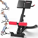Roman Chair,Foldable Back Extension Machine,Adjustable Ab Back Extension Machine,Core Strength Trainer,Back Exercise Machine for Glute,Ab Workouts,Full All-in-One Body Workout&Home Gym Fitness(Red)